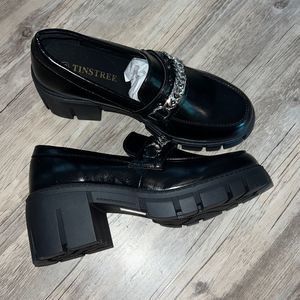 TINSTREE Black Chunky Loafers for Women
